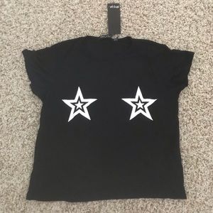 NWT Nasty Gal Black Stars Crop Top Size 2